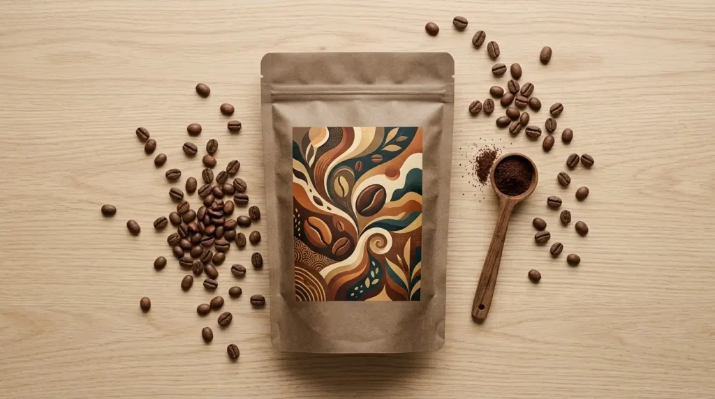 Área visual da embalagem de café 500g para criação de marca própria.